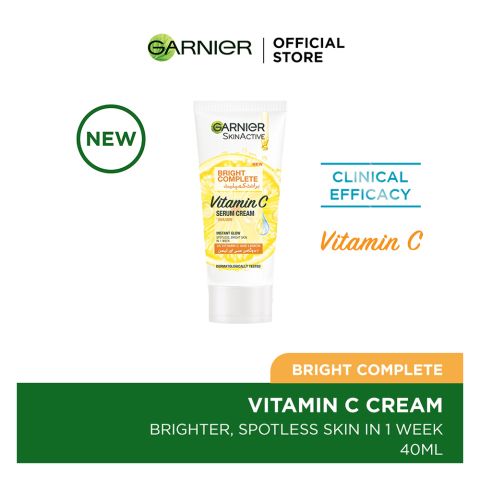 Garnier Skin Active Bright Complete Vitamin C Serum Cream, 40ml - Lighten Dark Spots And Brighten Your Skin