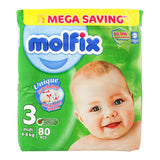 Molfix Diaper No. 3, Midi, Mega Pack, 4-9 KG, 80-Pack
