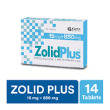 Getz Pharma Zolid Plus Tablet, 15mg + 850mg, 14-Pack